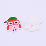 Holiday Buttons, 2-Hole Printed Wooden Buttons, for Sewing Crafting, for Christmas, Dyed, Owl with Christmas Hat, Colorful, 35x28.5x2.5mm, Hole: 2mm(WOOD-WH0104-13)