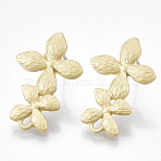 Smooth Surface Alloy Stud Earring Findings, with Steel Pin and Loop, Flower, Matte Gold Color, 23x15mm, Hole: 1.4mm, Pin: 0.7mm(X-PALLOY-T064-45MG)