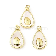 Rack Plating Real 18K Gold Plated Brass Fruit Pendants, Avocado Charms with Shell, Long-Lasting Plated, Lead Free & Cadmium Free, Seashell Color, 21.5x12.5x3.5mm, Hole: 3mm(KK-B077-31G)