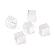 304 Stainless Steel European Beads, Large Hole Beads, Cube, Silver, 8x8x8mm, Hole: 6x6mm(FIND-Q103-05A-S)