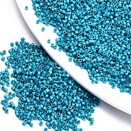 11/0 Grade A Baking Paint Glass Seed Beads, Cylinder, Uniform Seed Bead Size, Opaque Colours Luster, Deep Sky Blue, about 1.5x1mm, Hole: 0.5mm, about 2000pcs/10g(X-SEED-S030-1041)