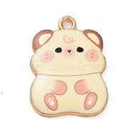 Rack Plating Alloy Enamel Pendants, Golden, Hamster Charm, Lemon Chiffon, 23x17x3mm, Hole: 2mm(FIND-Q099-13G-06)