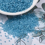 MIYUKI Delica Beads, Cylinder, Japanese Seed Beads, 11/0, (DB1761) Sparkling Sky Blue Lined Opal AB, 1.3x1.6mm, Hole: 0.8mm, about 2000pcs/10g(X-SEED-J020-DB1761)