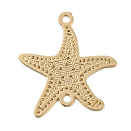 Rack Plating Brass Hollow Out Connector Charms, Long-Lasting Plated, Starfish Etched Metal Embellishments, Light Gold, 15.5x14.5x0.3mm, Hole: 1.2mm(KKC-D001-24KCG)