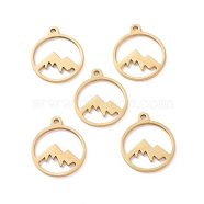 Ion Plating(IP) 201 Stainless Steel Laser Cut Pendants, Mountain, Golden, 17x14.5x1mm, Hole: 1.5mm(STAS-YW0002-09)