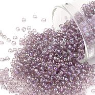 TOHO Round Seed Beads, Japanese Seed Beads, (166) Transparent AB Light Amethyst, 11/0, 2.2mm, Hole: 0.8mm, about 5555pcs/50g(SEED-XTR11-0166)