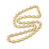 Clear Cubic Zirconia Teardrop Link Chain Necklace, Rack Plating Brass Jewelry for Women, Cadmium Free & Lead Free, Real 18K Gold Plated, 15.51 inch(39.4cm)(NJEW-E074-01G)