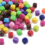 Opaque Acrylic Beads, Dice, Mixed Color, 9.5x9.5x10mm, Hole: 1.8mm, about 1111pcs/500g(OACR-P028-03A)