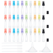 Transparent Glass Spray Bottles Sets, with Plastic Funnel Hopper & Droper, Mixed Color, Spray Bottles: 7.9x1.4cm, Capacity: 5ml(0.17fl. oz)(DIY-BC0006-28B)