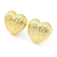 Rack Plating Brass Heart Stud Earrings, Lead Free & Cadmium Free, Real 18K Gold Plated, 18x19mm(EJEW-Q779-09G)