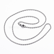 304 Stainless Steel Lumachina Chain Necklaces, with Lobster Claw Clasps, Stainless Steel Color, 19.69 inch(50cm), 1.8x1mm(NJEW-H445-07P)