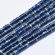 Natural Imperial Jasper Beads Strands, Dyed, Heishi Beads, Flat Round/Disc, Midnight Blue, 4x2~2.5mm, Hole: 0.8mm, about 175~180pcs/strand, 15.7 inch(40cm)(G-J377-4mm-02)