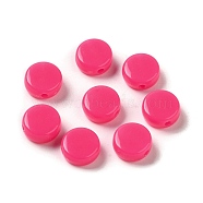 Opaque Acrylic Beads, Flat Round, Cerise, 10x5mm, Hole: 1.8mm, about 1500pcs/500g(MACR-S377-02D)