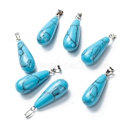 Synthetic Howlite Pendants, with Platinum Brass Findings, Teardrop, Dyed, 26.5~29x10mm, Hole: 2.5~3.5x4~6mm(G-F707-04)