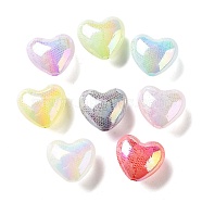 Valentine's Day UV Plating Iridescent Acrylic Beads, AB Color, Heart, Mixed Color, 19.5x21.5x12.5mm, Hole: 2.5mm(MACR-D032-06)