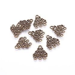 Tibetan Style Links, Chandelier Components, Triangle, Cadmium Free & Nickel Free & Lead Free, Antique Bronze, 18x17x1.5mm, Hole: 1.5mm(TIBEP-EA10676YKG-AB-FF)