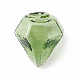 Handmade Blown Glass Bottles, for Glass Vial Pendants Making, Diamond, Medium Sea Green, 16~17x15~15.5x13.5~14.5mm, Hole: 2.5~5mm(GLAA-B005-01J)