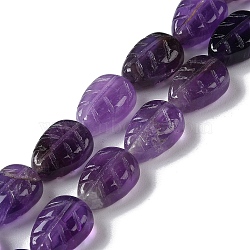 Natural Amethyst Beads Strands, Leaf, 14~14.5x10~10.5x5.5~6mm, Hole: 1.2mm, about 15pcs/strand, 8.43''(21.4cm)(G-M418-A02-01)