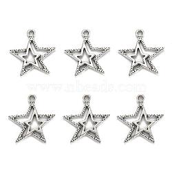 Antique Silver Tibetan Style Star Pendant(Left and Right Random Delivery), Lead Free and Cadmium Free, about 23mm long, 20.5mm wide, 2mm thick, hole: 1.5mm(X-LF8939Y)