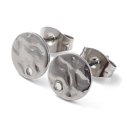 201 Stainless Steel Flat Round Stud Earring Findings, with 304 Stainless Steel Pins, Stainless Steel Color, 8x0.7mm, Hole: 1.2mm, Pin: 0.7mm(STAS-K259-19A-P)