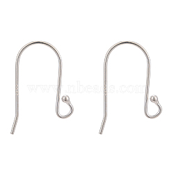 925 Sterling Silver Earring Hooks, Silver, 16.5x12~13mm, Hole: 2mm, 22 Gauge, Pin: 0.6mm(STER-G011-08)