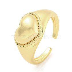 Long-Lasting Plated Brass Cuff Rings, Heart Open Rings for Women, Golden, Adjustable(RJEW-I103-093G)