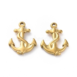 Ion Plating(IP) 304 Stainless Steel Pendants, Anchor Charm, Golden, 19x15x3mm, Hole: 1.2mm(STAS-P324-21G)