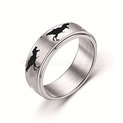 Rotating 201 Stainless Steel Anxiety Relief Rings for Women Men, Stainless Steel Color, Dinosaur, 8mm, US Size 6(16.5mm)(RJEW-H230-36A-P01)