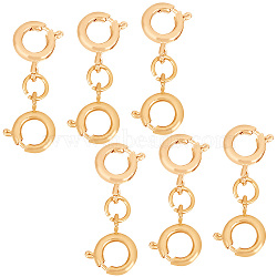 Brass Double Spring Ring Clasps, Real 18K Gold Plated, 22mm, 8pcs/set(FIND-AB00055)