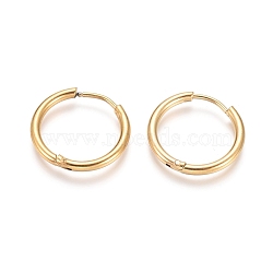 Ion Plating(IP) 304 Stainless Steel Huggie Hoop Earrings, Hypoallergenic Earrings, with 316 Surgical Stainless Steel Pin, Golden, 12 Gauge, 19x2mm, Pin: 1mm(X-EJEW-F111A-19mm-G)