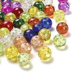 Transparent Crackle Glass Beads, Round, Mixed Color, 9x10x9.5mm, Hole: 1mm, about 350pcs/500g(CCG-MSMC0002-01-M)