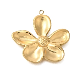 PVD Vacuum Plating 201 Stainless Steel Pendants, Flower Charm, Real 18K Gold Plated, 27x28x3mm, Hole: 1.5mm(STAS-C111-02D-G)