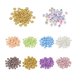 7790Pcs Flat Round Handmade Polymer Clay Beads, with 50Pcs Opaque Acrylic Beads and 100Pcs Gear Tibetan Style Alloy Spacer Beads, Mixed Color, 7940pcs/box(CLAY-BT0001-01)