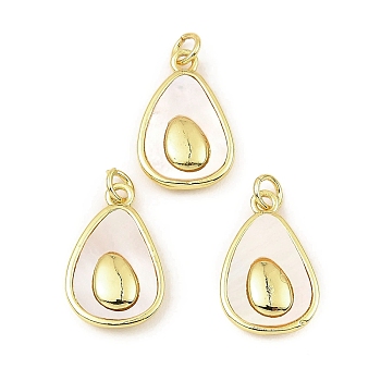 Rack Plating Real 18K Gold Plated Brass Fruit Pendants, Avocado Charms with Shell, Long-Lasting Plated, Lead Free & Cadmium Free, Seashell Color, 21.5x12.5x3.5mm, Hole: 3mm