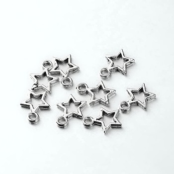 Tibetan Style Alloy Star Charms, Antique Silver, 12x9x1mm, Hole: 1.5mm