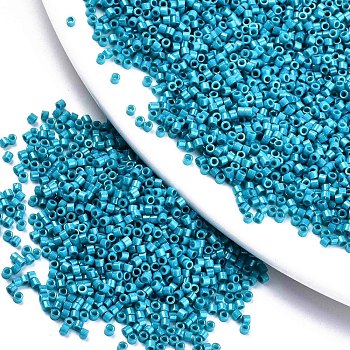 11/0 Grade A Baking Paint Glass Seed Beads, Cylinder, Uniform Seed Bead Size, Opaque Colours Luster, Deep Sky Blue, about 1.5x1mm, Hole: 0.5mm, about 2000pcs/10g