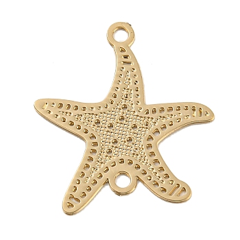 Rack Plating Brass Hollow Out Connector Charms, Long-Lasting Plated, Starfish Etched Metal Embellishments, Light Gold, 15.5x14.5x0.3mm, Hole: 1.2mm
