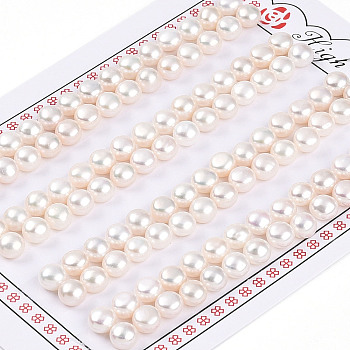 Grade 3A Natural Cultured Freshwater Pearl Beads, Half Drilled, Half Round Beads, Creamy White, 5.5~6x4~4.5mm, Hole: 1mm