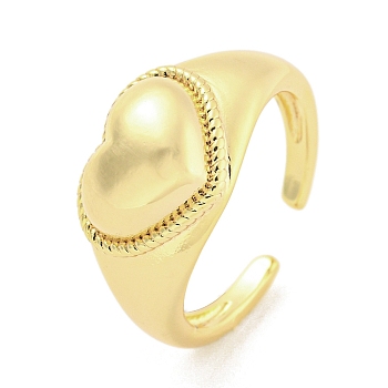 Long-Lasting Plated Brass Cuff Rings, Heart Open Rings for Women, Golden, Adjustable