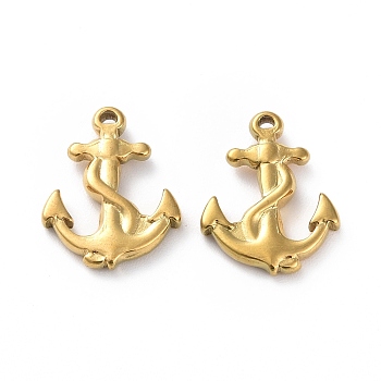 Ion Plating(IP) 304 Stainless Steel Pendants, Anchor Charm, Golden, 19x15x3mm, Hole: 1.2mm