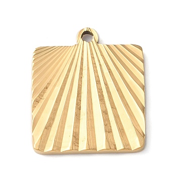 Ion Plating(IP) 304 Stainless Steel Pendants, Square Charm, Golden, 20x17x1.8mm, Hole: 1.6mm
