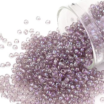 TOHO Round Seed Beads, Japanese Seed Beads, (166) Transparent AB Light Amethyst, 11/0, 2.2mm, Hole: 0.8mm, about 5555pcs/50g