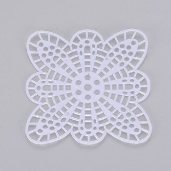 DIY Flower Plastic Canvas Shapes, for Needlepoint Projects, Coasters and Crafts, White, 85x85x1.5mm