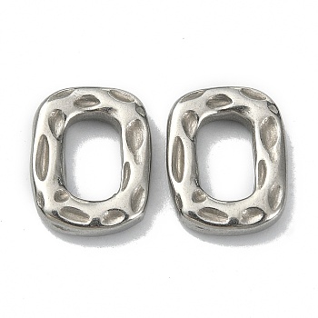 304 Stainless Steel Linking Rings, Hammered, Oval, Stainless Steel Color, 13.7x10.7x2.9mm, Inner Diameter: 8x5mm