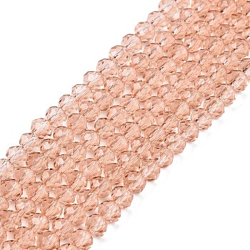 Glass Beads Strands, Faceted, Rondelle, Dark Salmon, 2.9~3.3x2mm, Hole: 0.8mm, about 148~150pcs/strand, 15.55~15.75 inch(39.5~40cm)