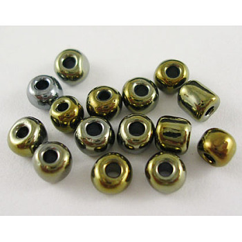 6/0 Glass Seed Beads, Iris Round, Antique Bronze, about 4mm in diameter, hole: 1mm, about 500pcs/50g