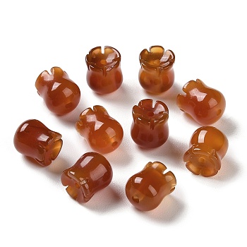 Natural Carnelian(Dyed & Heated) Beads, Flower, 10x9.5mm, Hole: 1.2mm