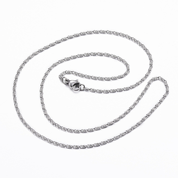 304 Stainless Steel Lumachina Chain Necklaces, with Lobster Claw Clasps, Stainless Steel Color, 19.69 inch(50cm), 1.8x1mm