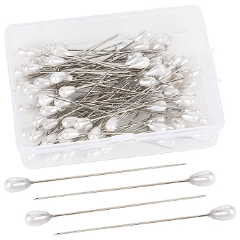 Steel Pins, with Resin Teardrop Head, Corsage Pins, Dress-making Pins,, Stainless Steel Color, 55mm, 100pcs/set