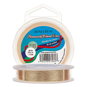 BENECREAT 3 Strands Copper Craft Wire, Long-Lasting Plated, Twisted Round, Light Gold, 0.3mm, about 80m/roll